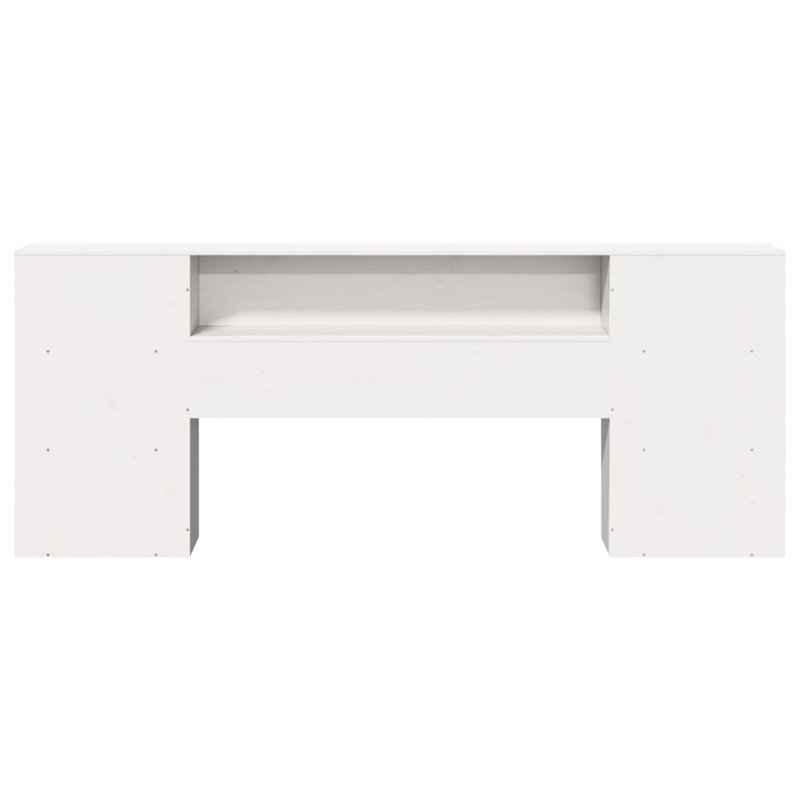 Headboard with storage space in wax brown 200cm solid pine wood, 82cm H x 200cm W x 24cm D, White