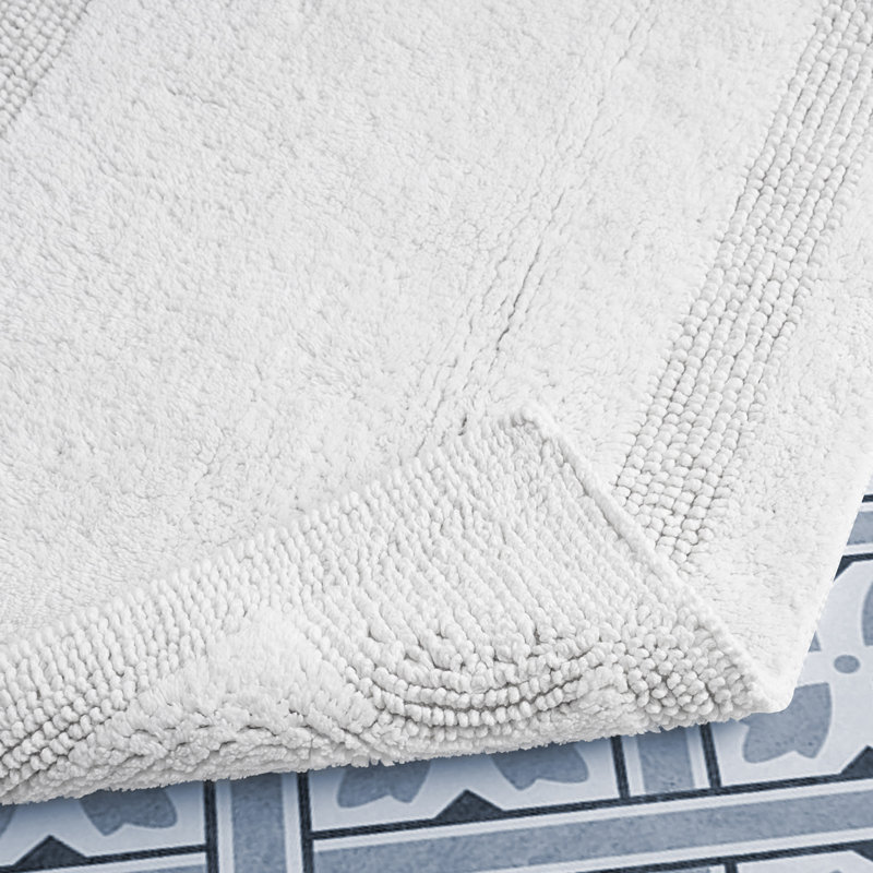 White Cotton Reversible 2-Piece Bath Rug Set