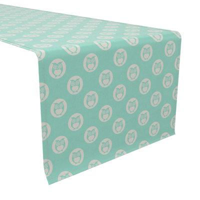 Table Runner, 100% Cotton, 16X90", Polka Dot Owls