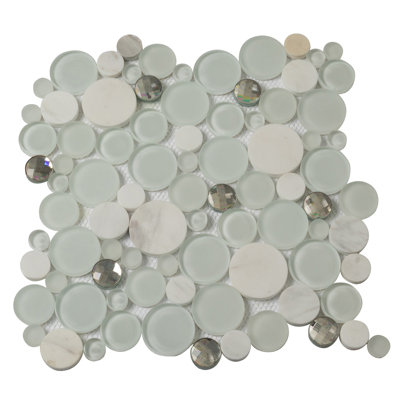 11.6"X11.6" Sparkly Glass And Stone Mosaic Tile