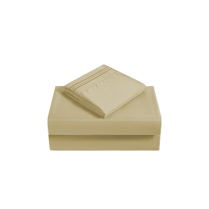 Ensemble de draps en rayonne , Beige, Ensemble de draps pour grand lit + un drap-housse 