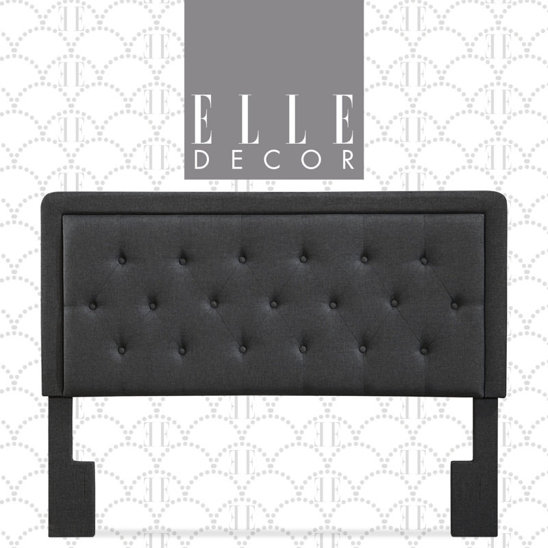 Tête de lit capitonnée Amery Elle Decor, Grand, Gris charbon