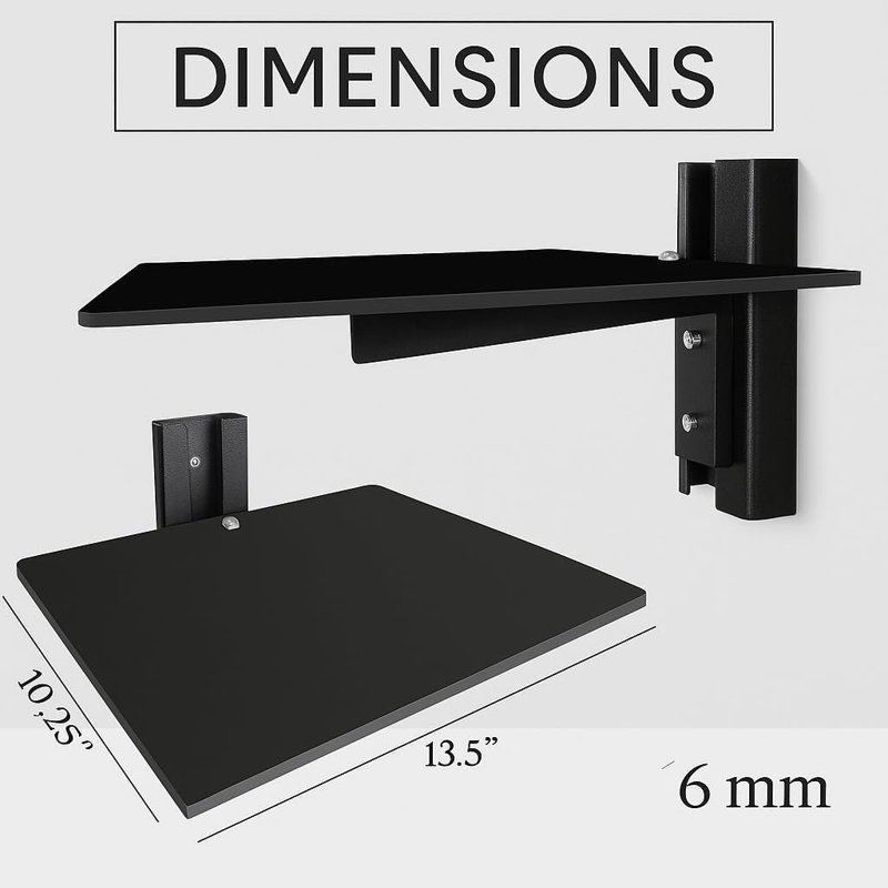 Fevtech - Tablette flottante pour projecteur - Tablettes murales pour centre de divertissement - Tablettes flottantes pour téléviseur, lecteurs DVD, consoles de jeux, boîtes de câble, accessoires de télévision, noir