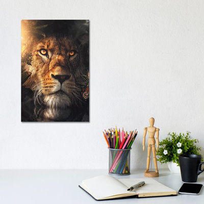 Lion Hiding by Zenja Gammer - Print on Canvas