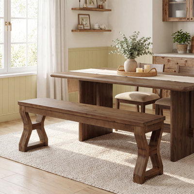Banc de salle à manger en bois massif 55 po pour 2-3 personnes, banc de cuisine Farmhouse 