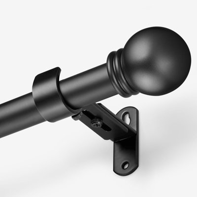 Tringles à rideaux pour fenêtres de 16 à 76 pouces, longueur de tringle à rideaux réglable maximale de 88 po, tringles à rideaux rondes de 1 po de diamètre, noir