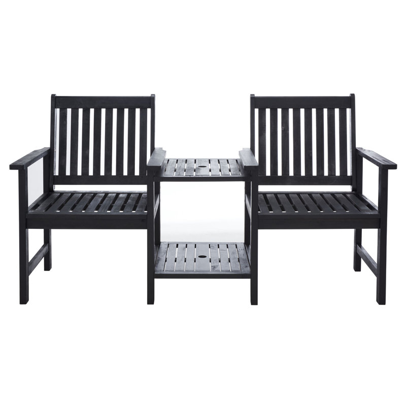 Banc en bois tête-à-tête en bois, Noir