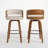 Mid-Century 28.3" Upholstered Bar Stools With Curved Wood Back Backrest-785715922