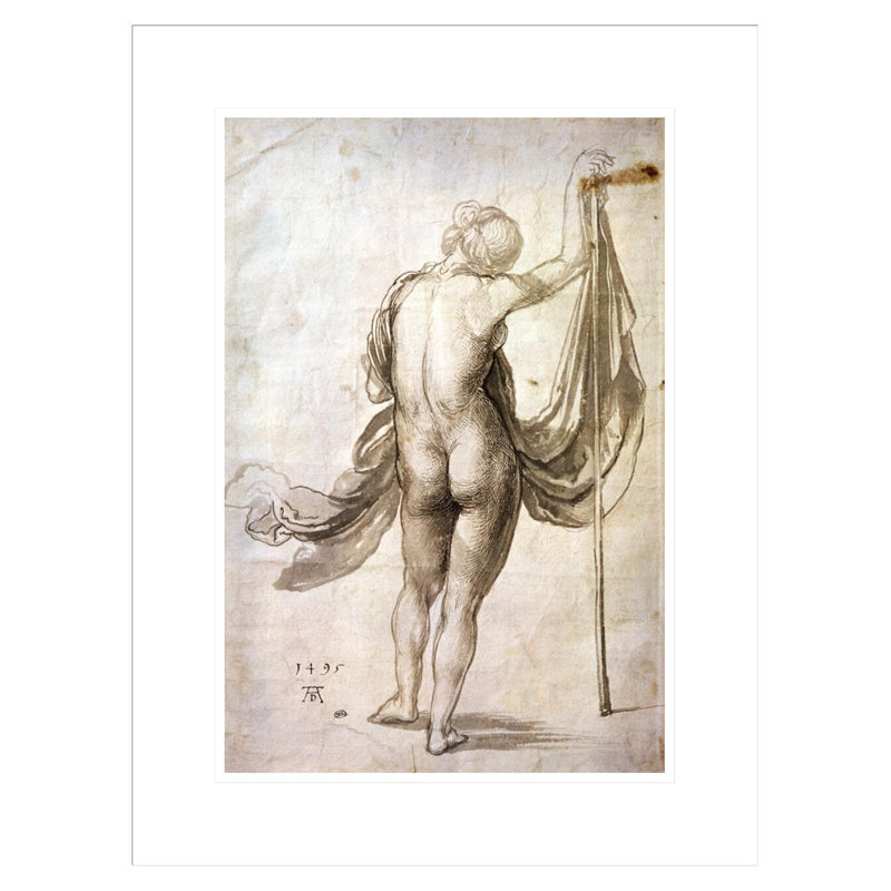«Nude Study» par Albrecht Dürer - reproduction d'art numérique encadrée, H 21,75 po x l 16,5 po
