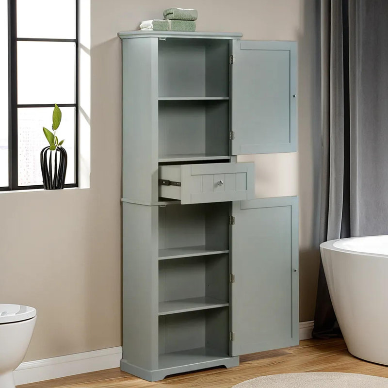 67.3" Tall Freestanding Bathroom Storage Cabinet, Gray