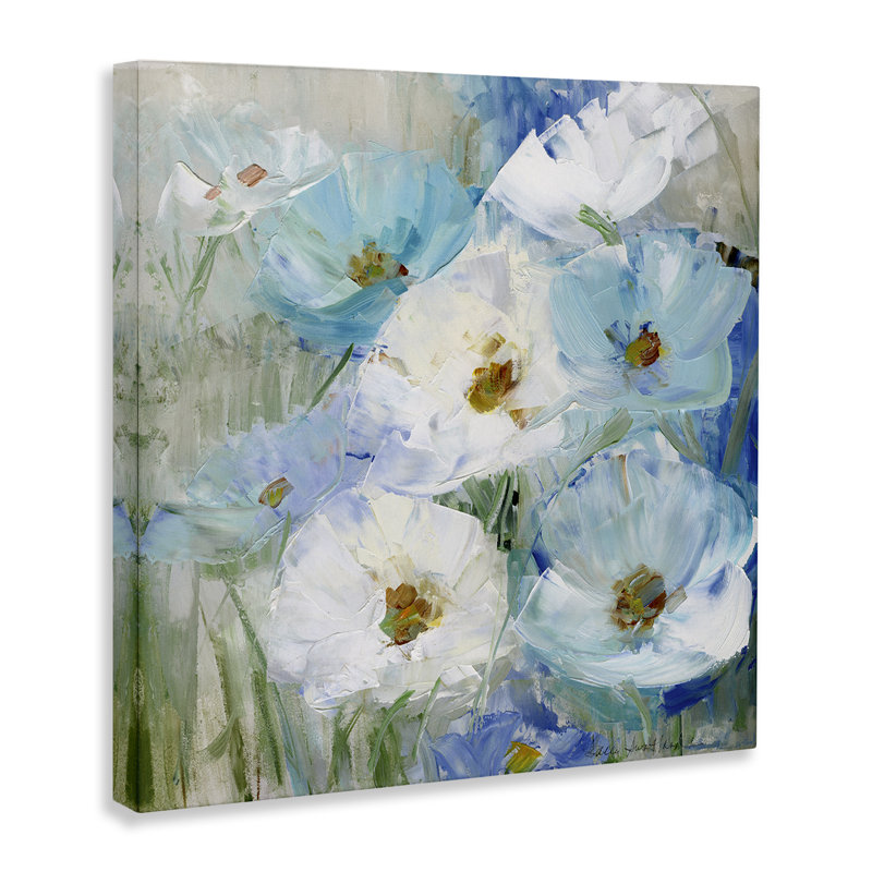 "Blue Spring Poppies", art mural par Sally Swatland, H 36 po x l 36 po