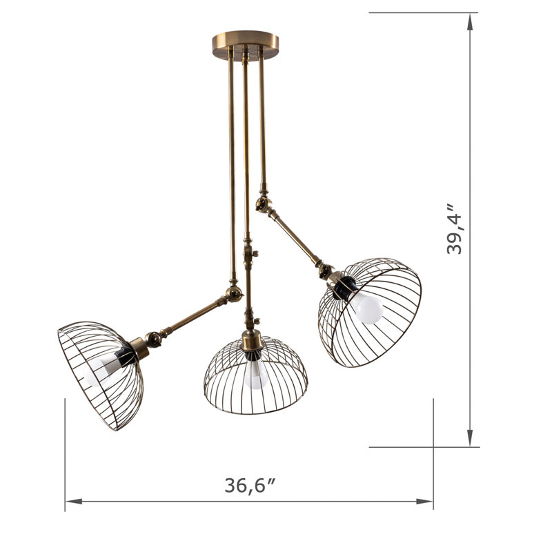 Lustre 3 lumières en métal
