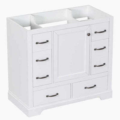 Meuble-lavabo polyvalent avec plusieurs tiroirs et tablette réglable pour un rangement amélioré