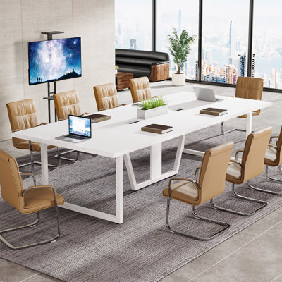 Large Conference Table, Rectangle Meeting Podcast Table by 17 Stories