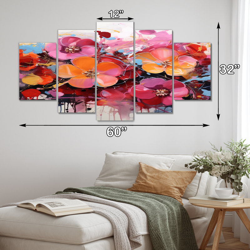 Ensemble de 5 décorations murales multicolores