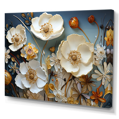 " Yellow And Gray Poppies Liquid Art "