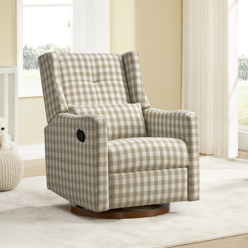 Fauteuil inclinable et pivotant manuel Drenna, Chenille vichy kaki