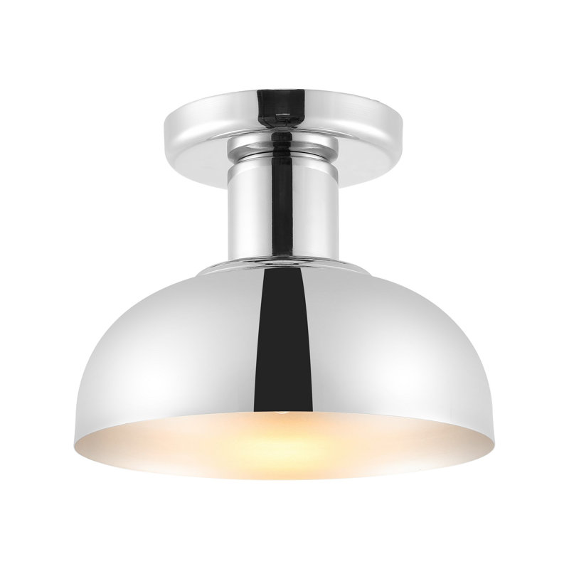Plafonnier semi-encastré 1 lumière 13 po, Chrome