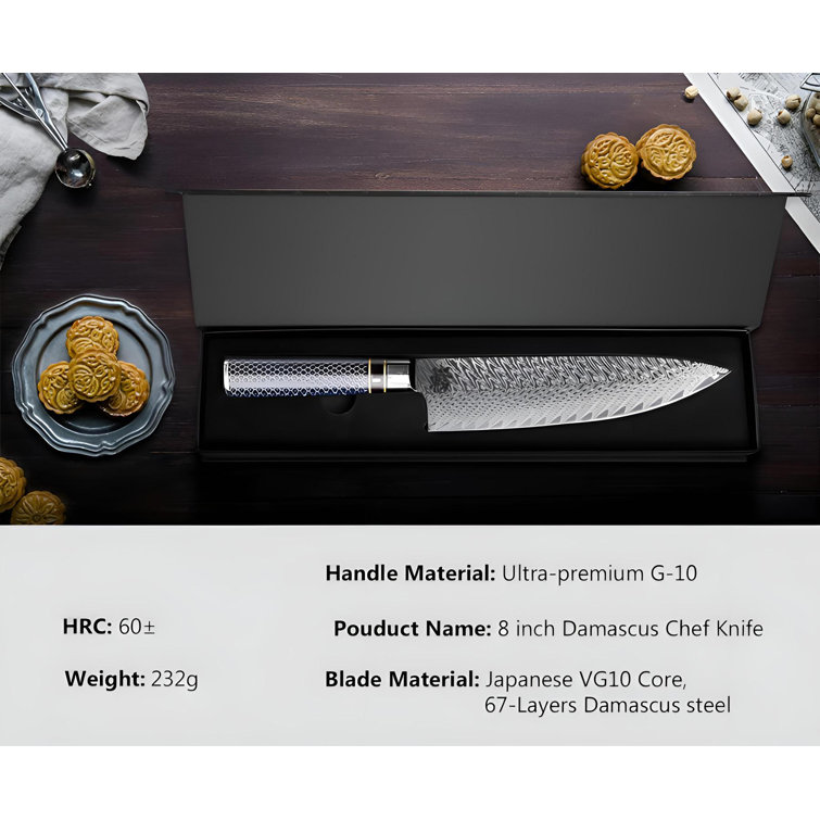 APARTMENTS Chef Knife 8 Inches, Professional Kitchen Knife, Stainless Steel  Forged Chef Knife Paired With Kitchen Safety Large Cutting Board Easy To  Grip Handle, (11+14) Inches, Ergonomic G10 Handle, Classic Chef Knife