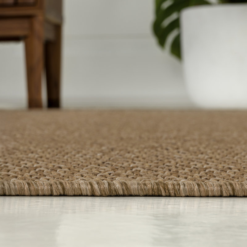 Solana Easy Rustic Solid Color Natural Indoor/Outdoor Rug, Rectangle 3'11" x 6', Natural
