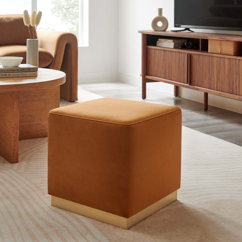 Modway Tilden Upholstered Ottoman, Rust Velvet