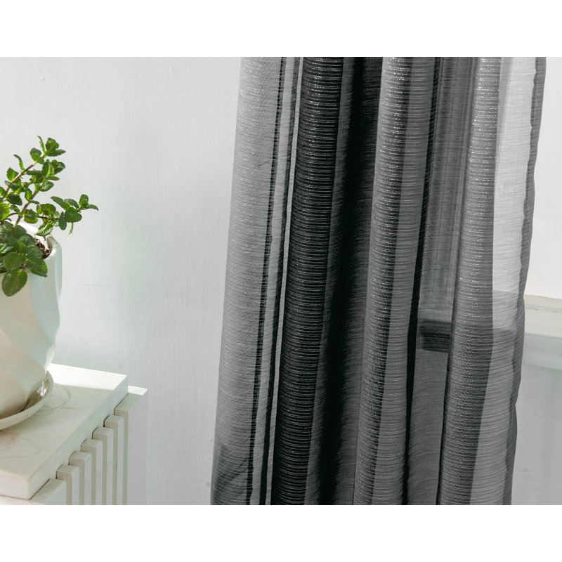 Paire de rideaux transparents avec passe-tringle Annaclaire, Noir