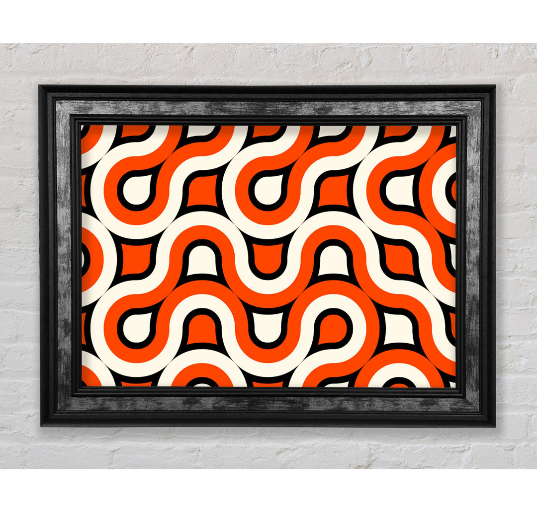 Gerahmtes Leinwandbild Graphical Maze Orange