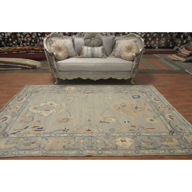 Tapis turc transitionnel en laine Oushak 6 x 9