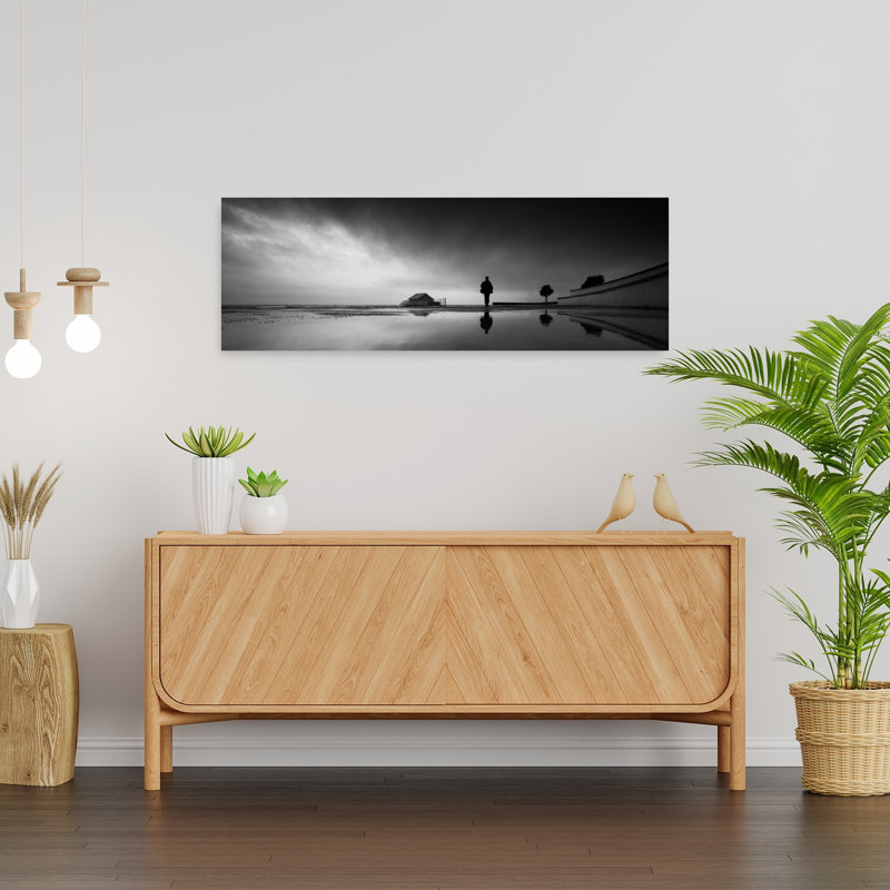 Solitary Beach Reflection by Paulo Nogueira - Wrapped Canvas Panoramic Print, 30.48 cm H x 91.44 cm W