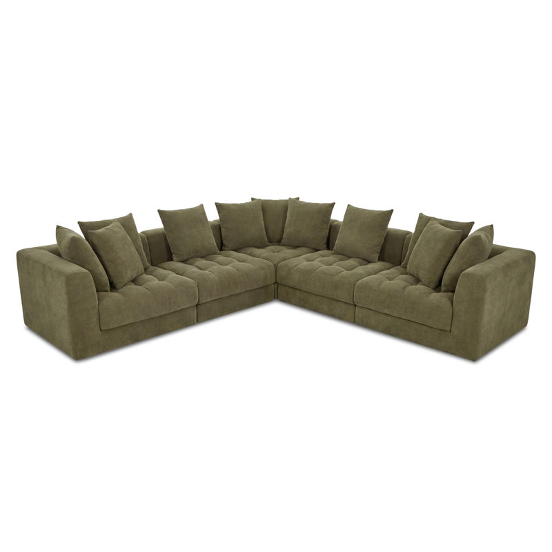 Davie Classic L Modular Sectional Olive, Green Polyester