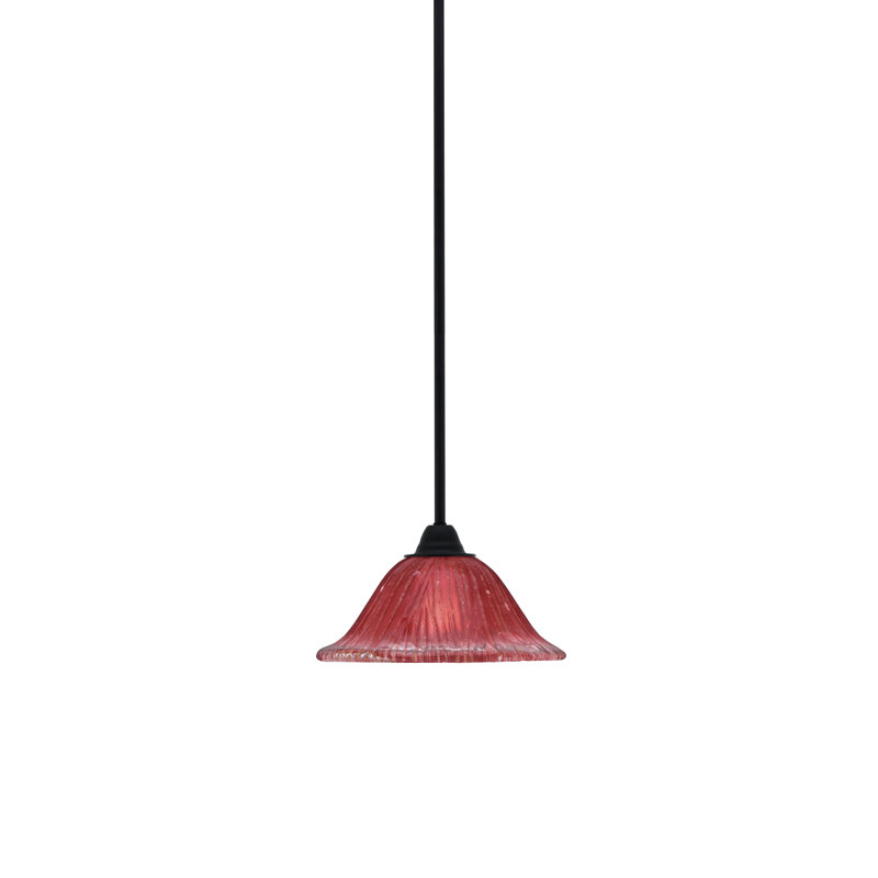 Paramount Matte Black Mini Pendant with Red Glass Shade