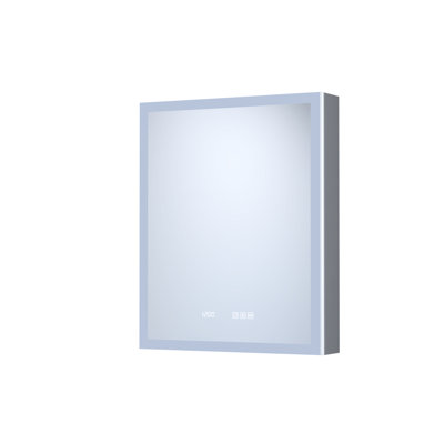 24 In. W X 30 H Silver Aluminum Left Medicine Cabinet, Integrated Led, Beveled Design, - Fog Mirror, Soft Close Hinges, Time/Temperature Display Cabinet With Clock, Three Color Lights, Function,