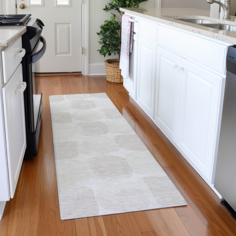 Tapis ivoire Prisco lavable à la machine de qualité supérieure, Runner 2'3" x 7'6"
