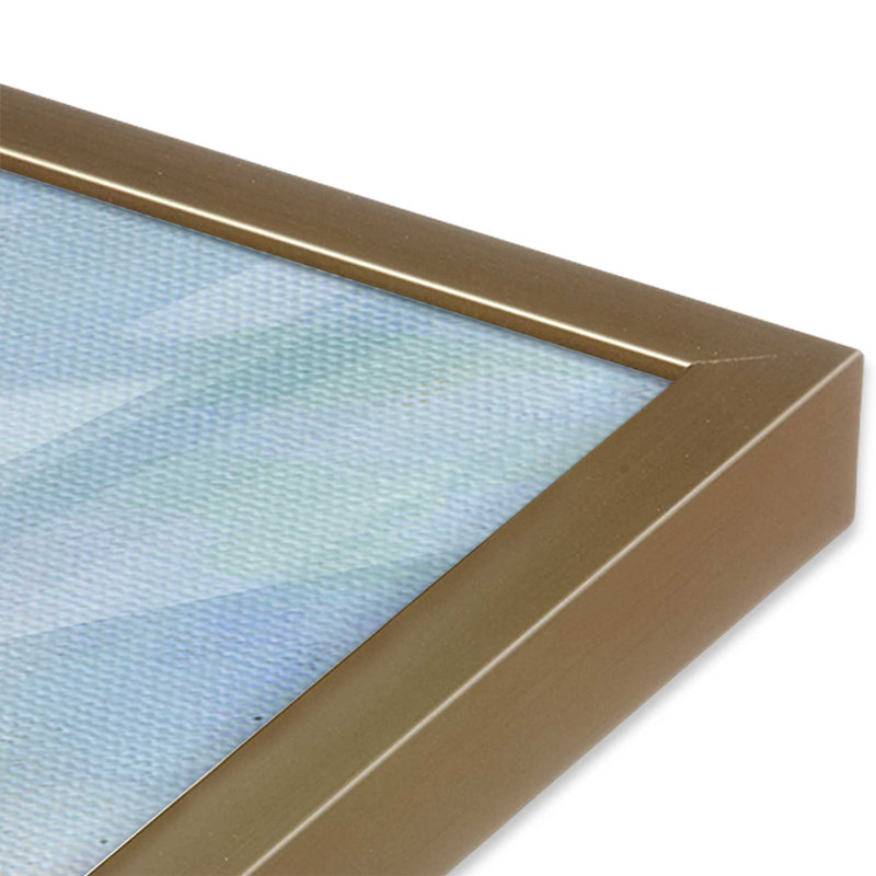 Tranquil Haven en bleu, H 21,25 po x l 17,25 po, Cadre d'angle ouvert brossé doré
