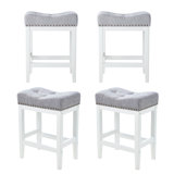 24 Inch Barstools Wood Kitchen Counter Height Bar Island Stools With Saddle Seats Backless Set Of 4