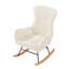 Chaise berçante en tissu blanc cassé Teddy