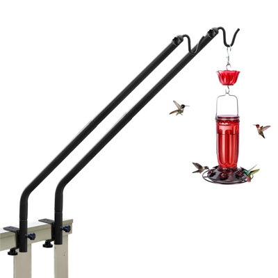 2 Pack Heavy Duty Deck Hook, 27"-39" Adjustable Metal Deck Railing Hooks For Hanging Bird Feeders, Planters, Suet Baskets, Lanterns, Wind Chimes, Clamp Mounted