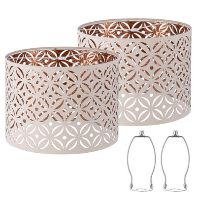 Pink Lamp Shades Set Of 2, Drum Lampshades, Lampshade 10 Inches Height, Lampshades For Table Lamp, Floor Lamp, Pendant Light, Lamp Shade Harp Holder Included