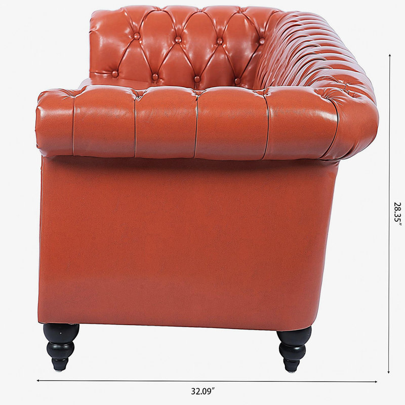 Canapé Chesterfield 84,65 pouces, Orange
