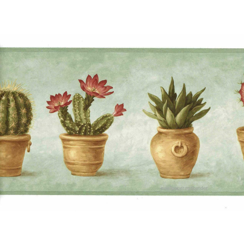 Bordure de papier peint de style sud-ouest Cactus 15 L x 7 po