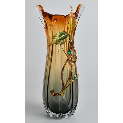 Amber Blossom Handcrafted Glass Vase 16 Inch