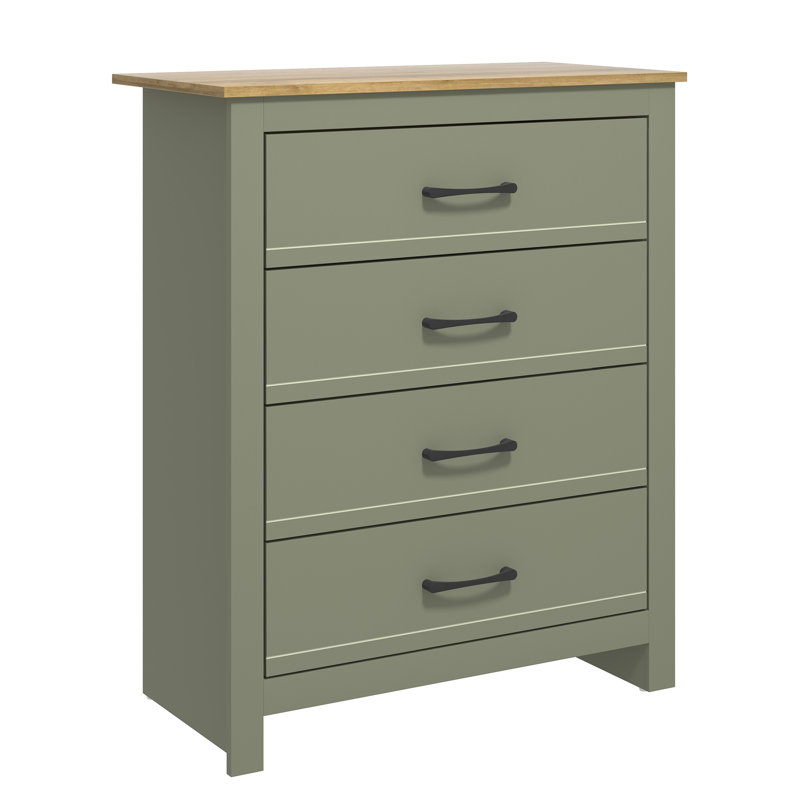 Limestone 4 - Drawer Chest of Drawers, Kale Green/Reviera Eichi