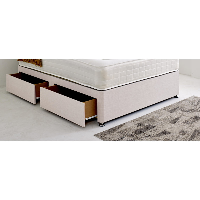 Divan Bed with Autumn Headboard, Super King (180 x 200 cm), Sand, No Drawers