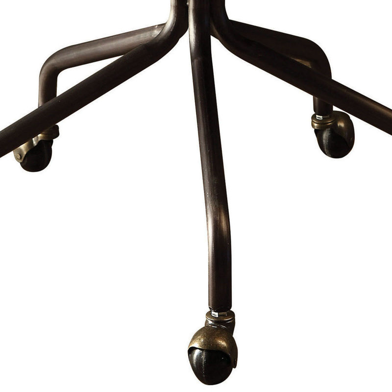 Chaise de bureau pivotante avec garniture cloutée, Brun