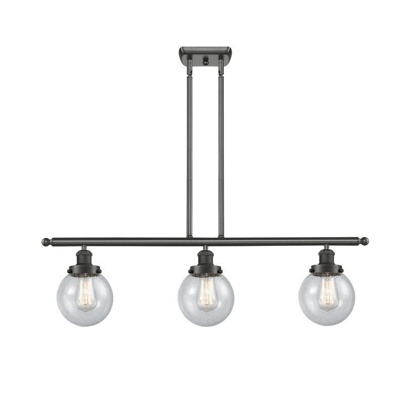 Luminaire suspendu linéaire à 3 lumières pour îlot de cuisine Chippewa, Granuleux, DEL, Bronze huilé