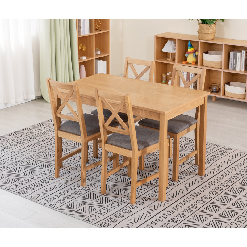 4 - Person Solid Oak Dining Set, Gray