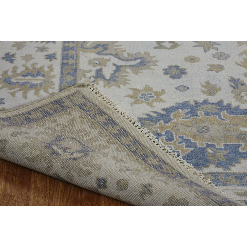 Ivoire en laine nouée à la main de style oriental Tapis décoratif, Rectangle 9 pi x 12 pi