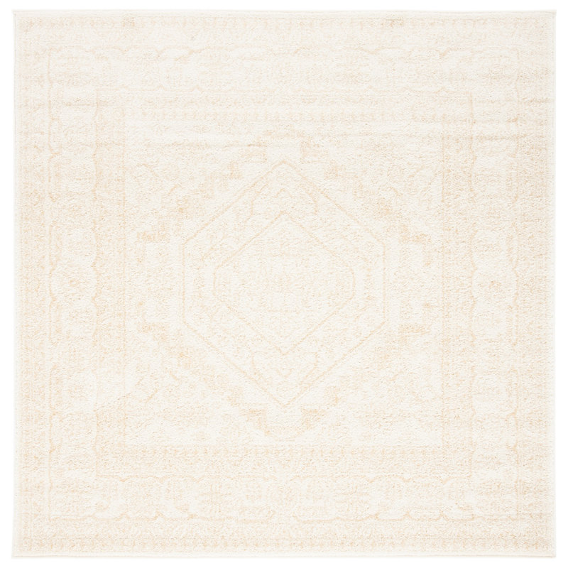 Wadlington Oriental Ivory/Beige Area Rug, Square 6'