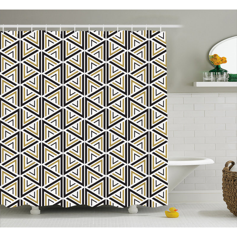 Berger Geometric Shower Curtain with Hooks Included, 69" W x 75" L