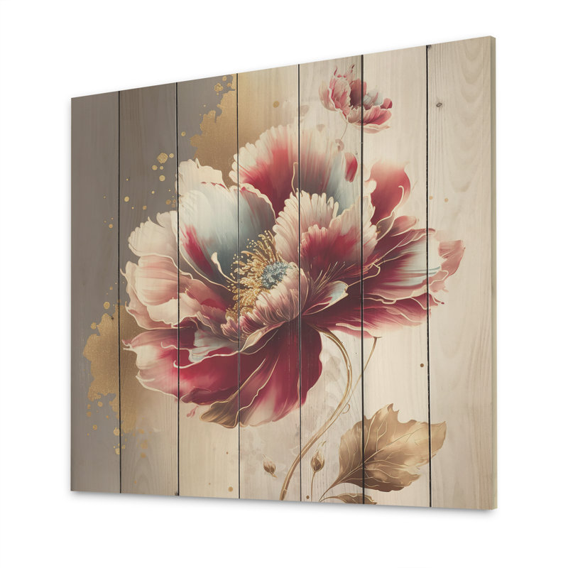 Motif floral rouge audacieux II - imprimé, H 16 po x l 16 po x P 1 po